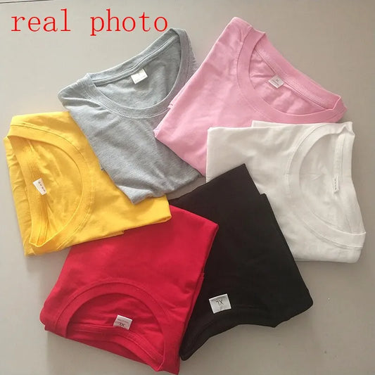 Fashion round neck women blank shirt short sleeve custom